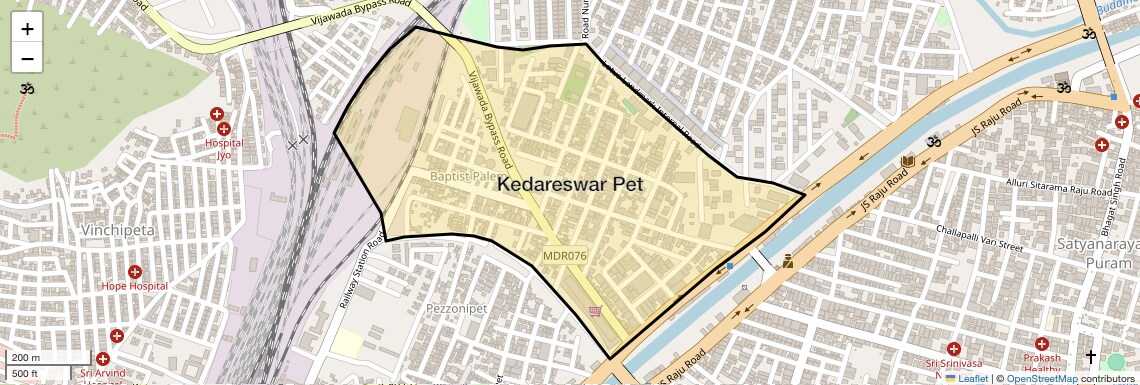 Location Map of Kedareswar Pet, Vijayawada