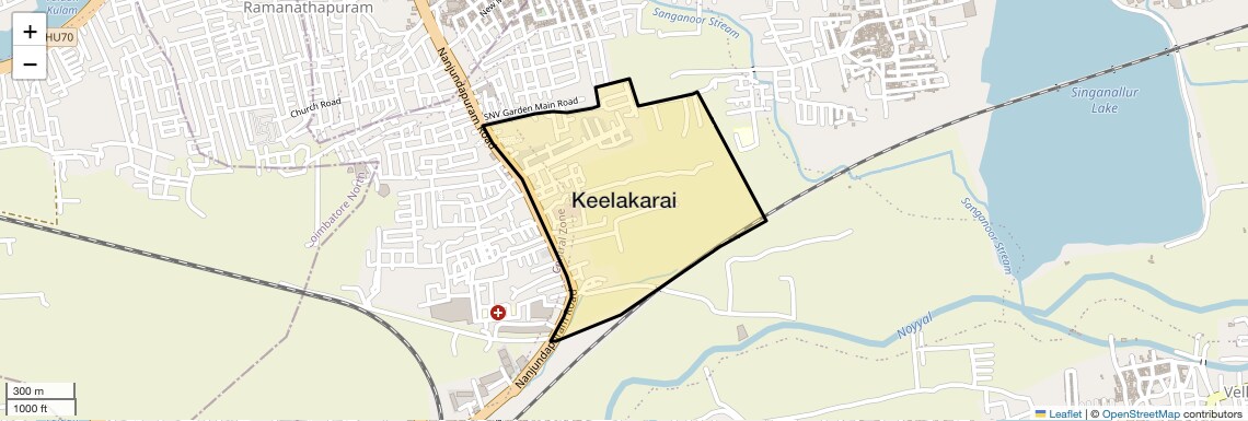 Location Map of Keelakarai, Coimbatore