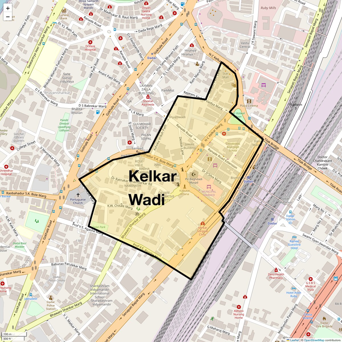 Location Map of Kelkar Wadi, Mumbai