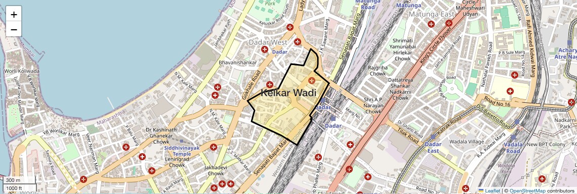 Location Map of Kelkar Wadi, Mumbai