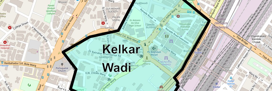 Location Map of Kelkar Wadi, Mumbai