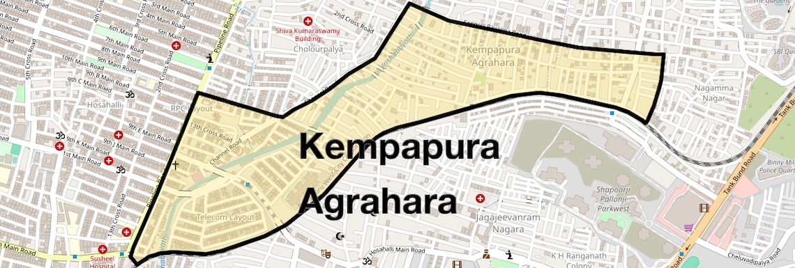 Location Map of Kempapura Agrahara, Bangalore