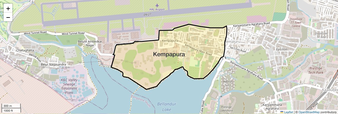 Location Map of Kempapura, Bangalore