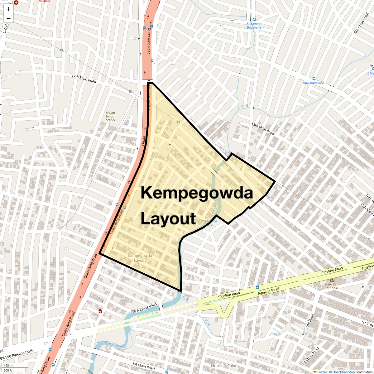 Location Map of Kempegowda Layout, Bangalore