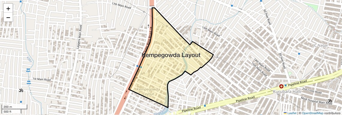 Location Map of Kempegowda Layout, Bangalore
