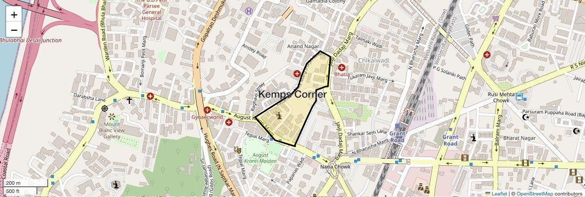 Location Map of Kemps Corner, Mumbai