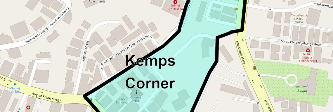 Location Map of Kemps Corner, Mumbai
