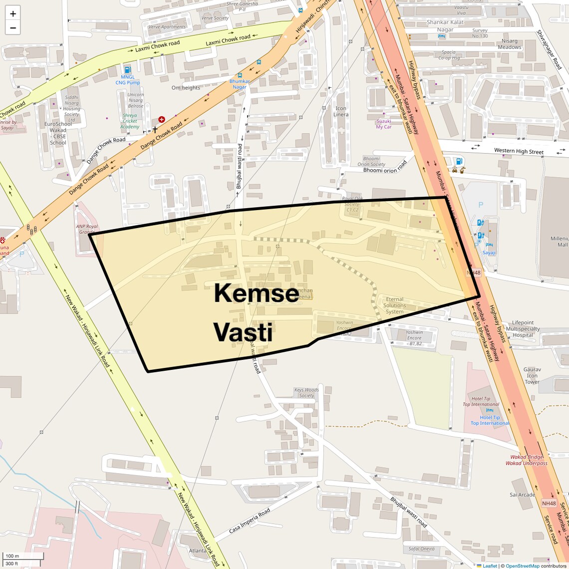 Location Map of Kemse Vasti, Pune