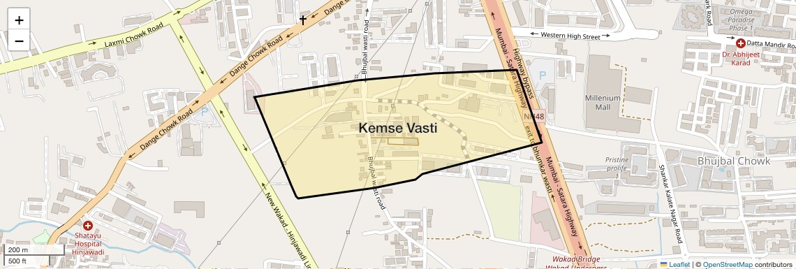 Location Map of Kemse Vasti, Pune
