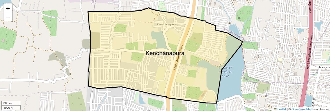 Location Map of Kenchanapura, Bangalore