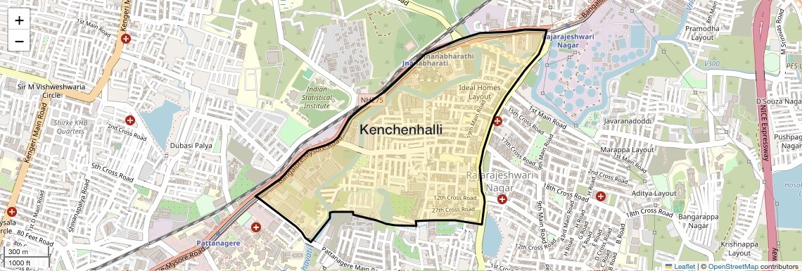 Location Map of Kenchenhalli, Bangalore