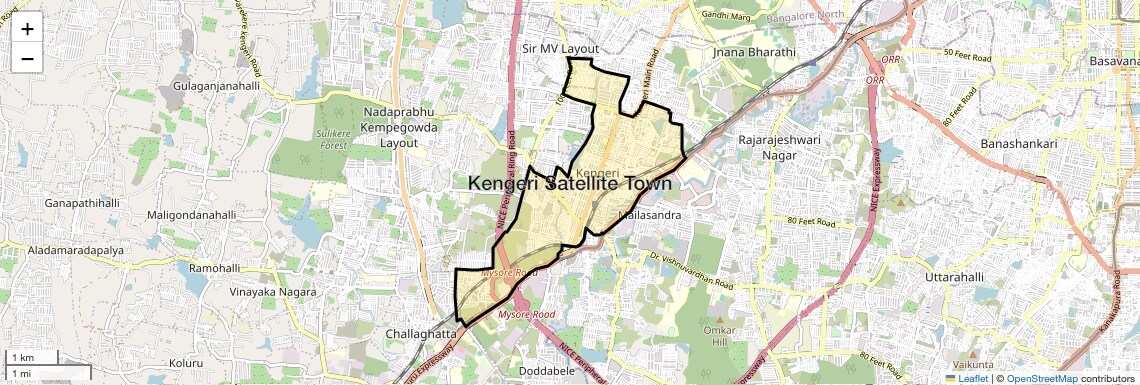 Location Map of Kengeri Satellite Town, Bangalore