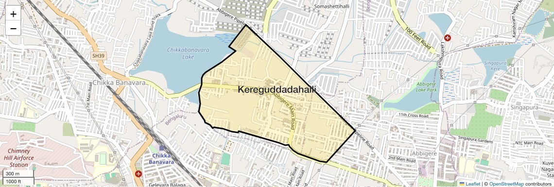 Location Map of Kereguddadahalli, Bangalore