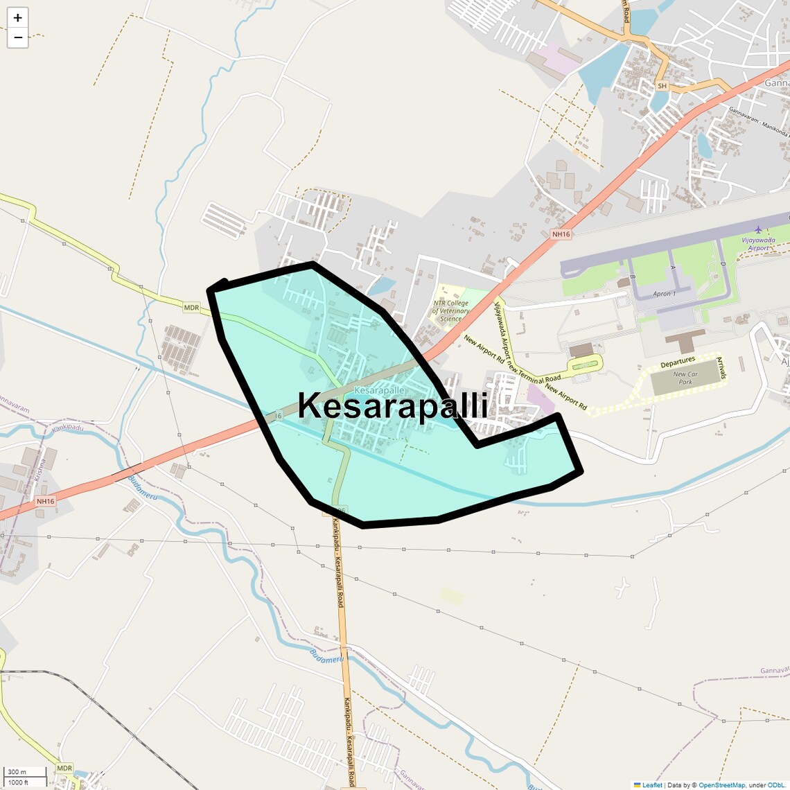 Location Map of Kesarapalli, Vijayawada