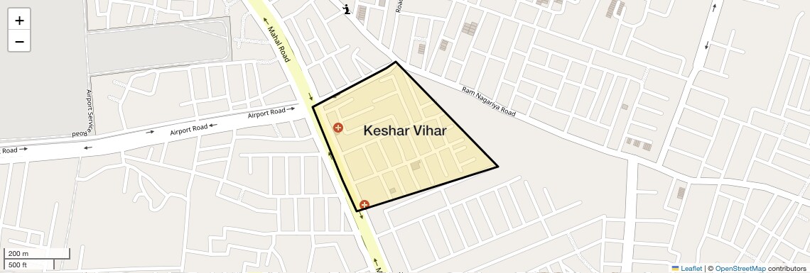 Location Map of Keshar Vihar, Jaipur