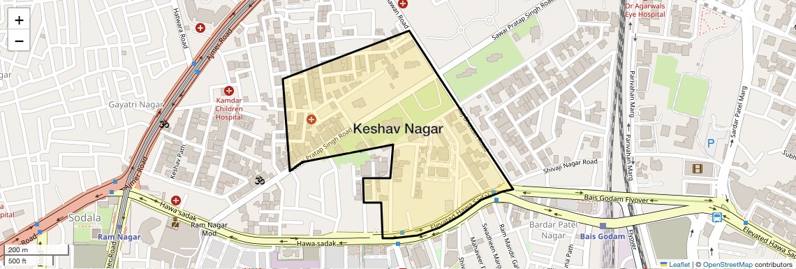Location Map of Keshav Nagar, Jaipur
