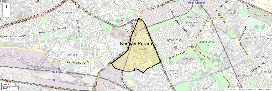 Location Map of Keshav Puram, Delhi