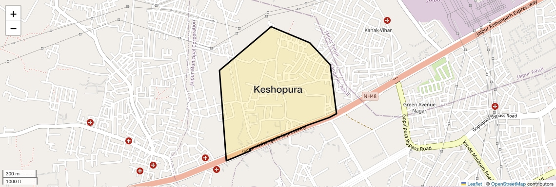 Location Map of Keshopura, Jaipur