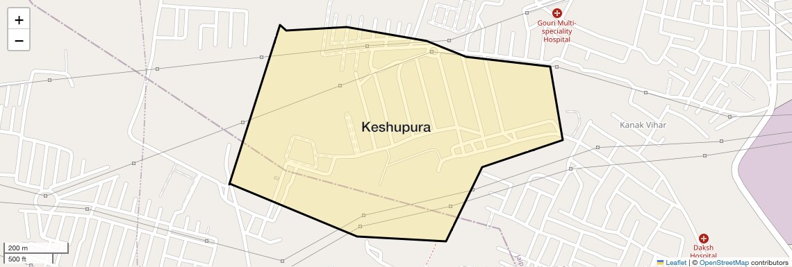 Location Map of Keshupura, Jaipur