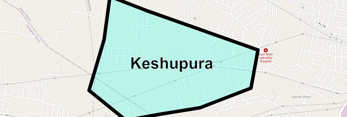 Location Map of Keshupura, Jaipur
