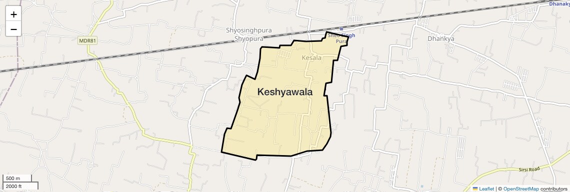Location Map of Keshyawala, Jaipur