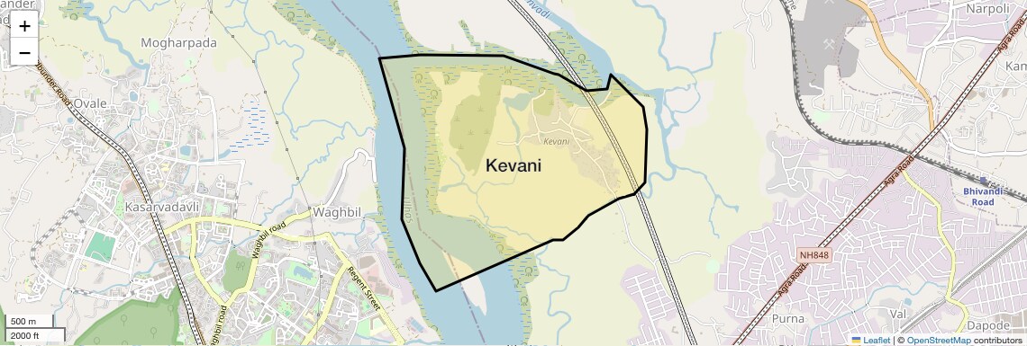 Location Map of Kevani, Thane