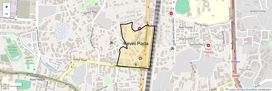 Location Map of Kevni Pada, Mumbai
