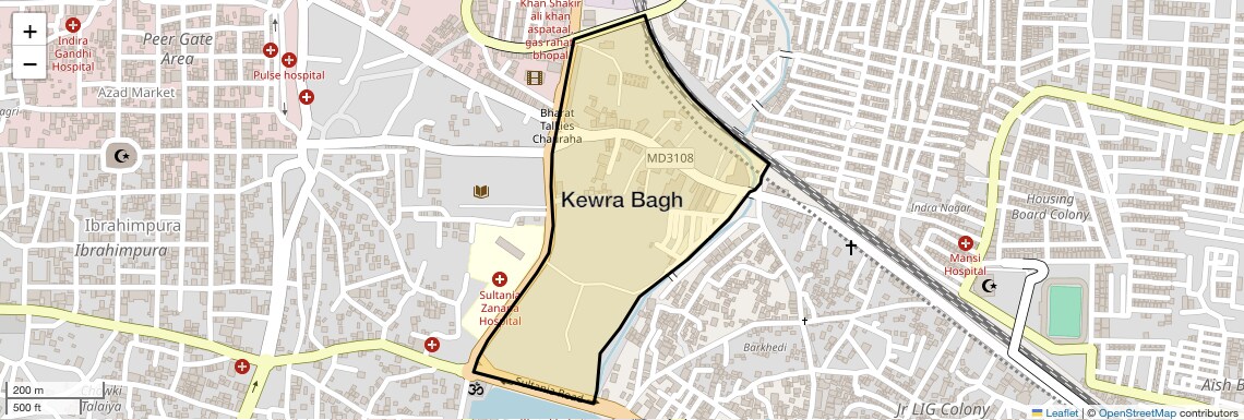 Location Map of Kewra Bagh, Bhopal