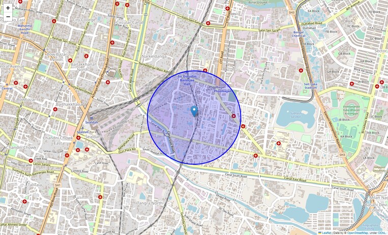 Location Map of Kg Bose Sarani