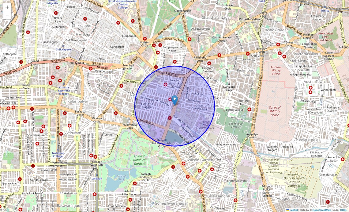 Location Map of Kh Road, Bangalore