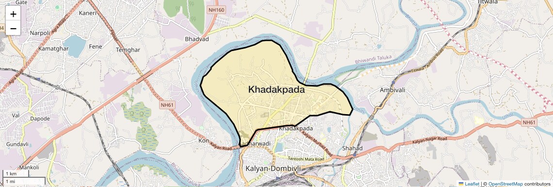 Location Map of Khadakpada, Thane