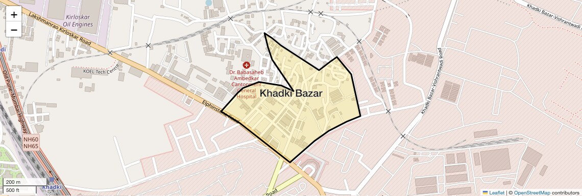 Location Map of Khadki Bazar, Pune