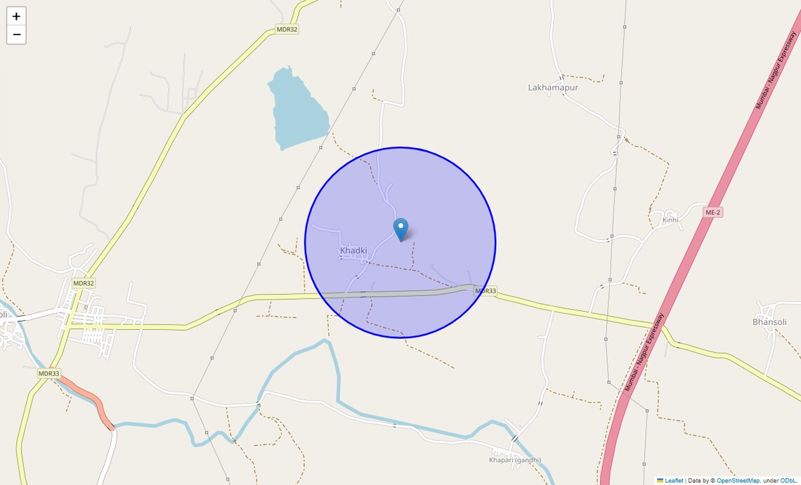 Location Map of Khadki, Nagpur