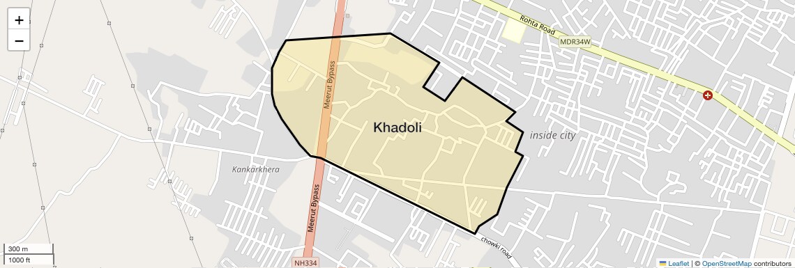 Location Map of Khadoli, Meerut