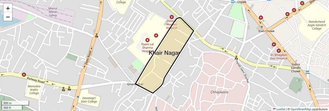 Location Map of Khair Nagar, Meerut