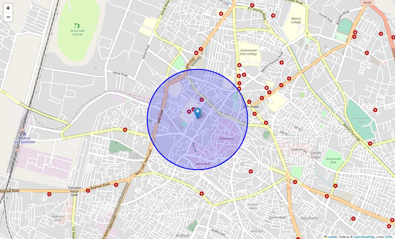 Location Map of Khair Nagar, Meerut
