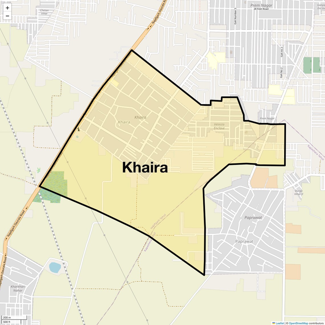 Location Map of Khaira, Delhi