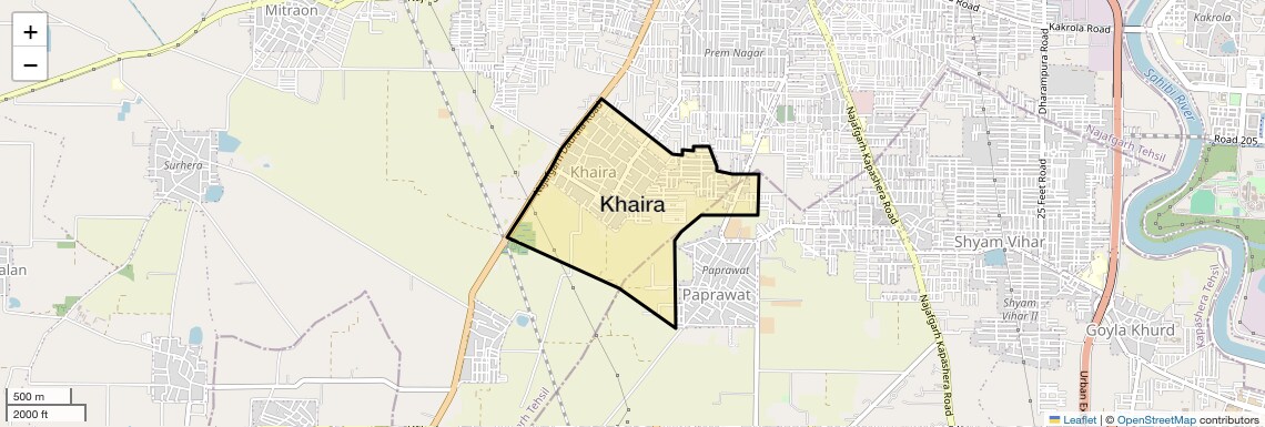 Location Map of Khaira, Delhi