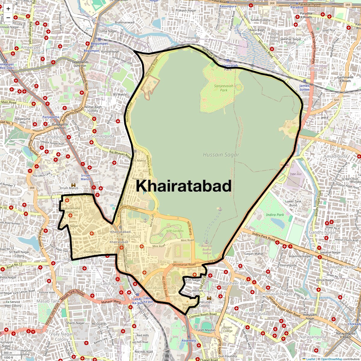 Location Map of Khairatabad, Hyderabad