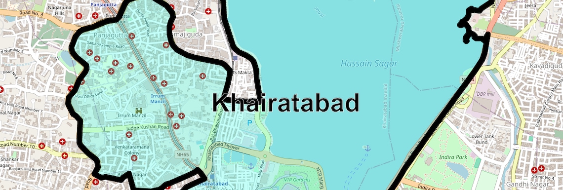 Location Map of Khairatabad, Hyderabad