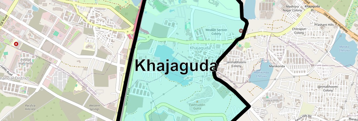 Location Map of Khajaguda, Hyderabad