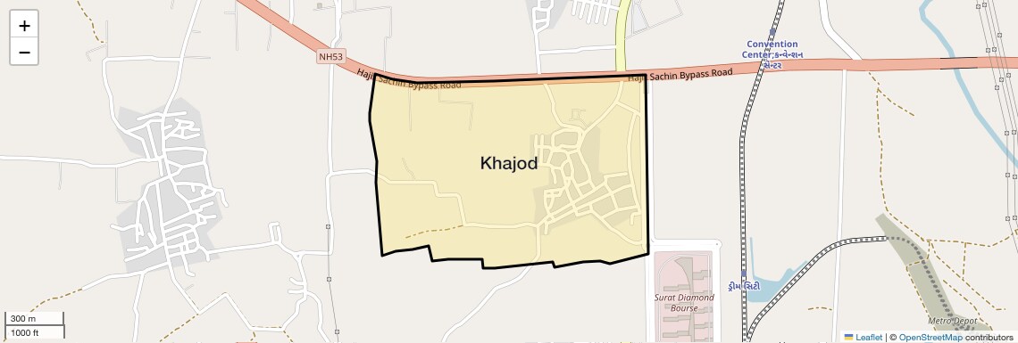 Location Map of Khajod, Surat