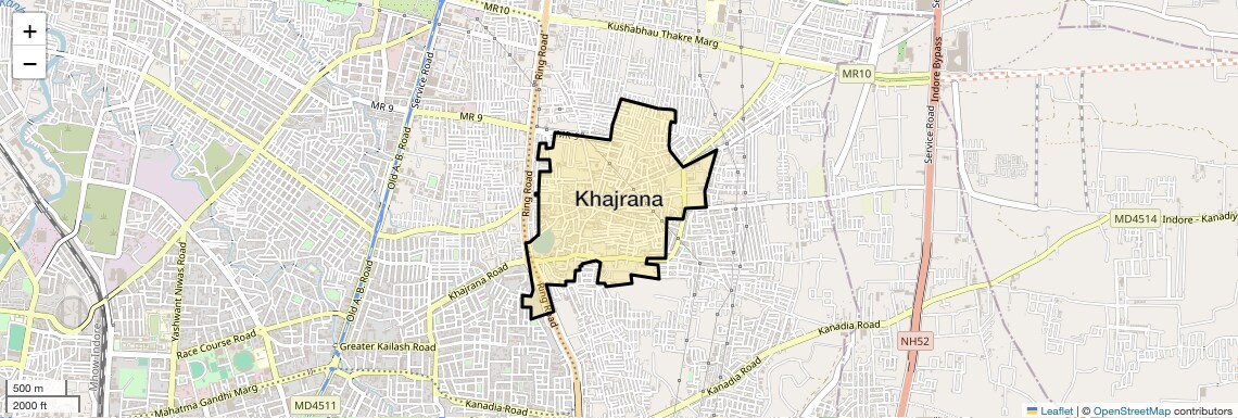 Location Map of Khajrana, Indore