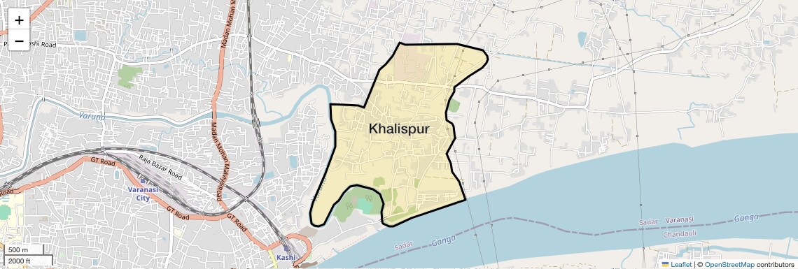 Location Map of Khalispur, Varanasi