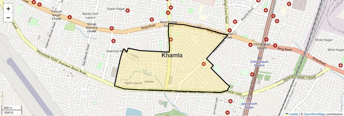 Location Map of Khamla, Nagpur