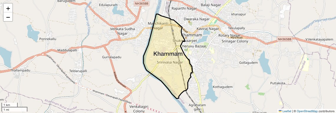 Location Map of Khammam, Hyderabad