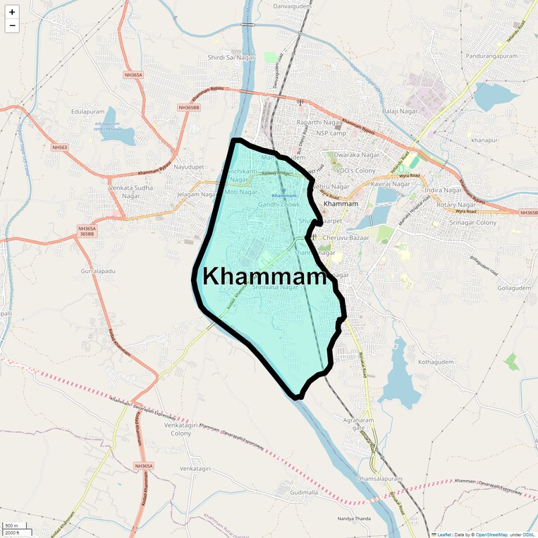 Location Map of Khammam