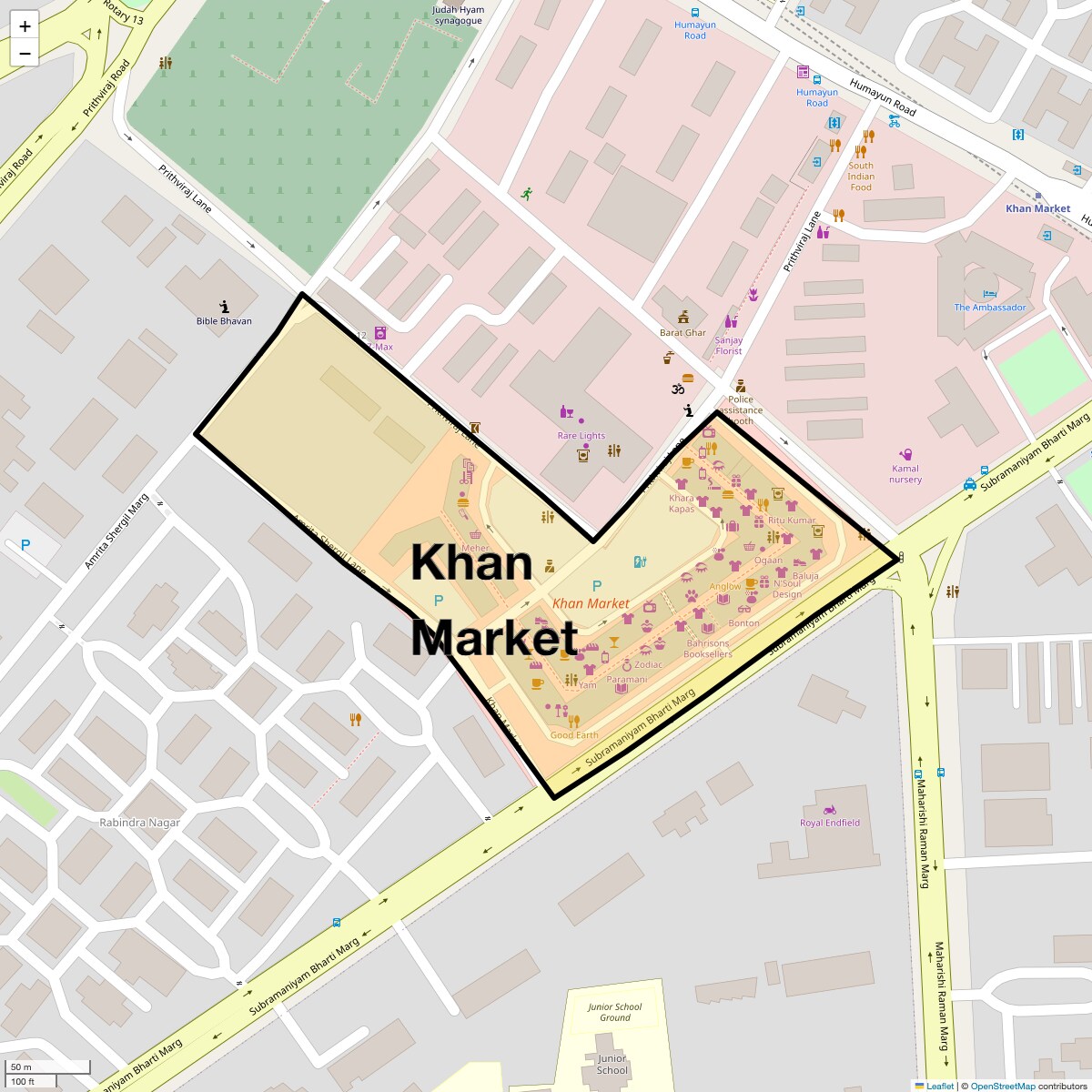 Location Map of Khan Market, Delhi
