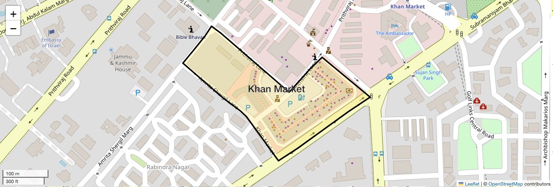 Location Map of Khan Market, Delhi