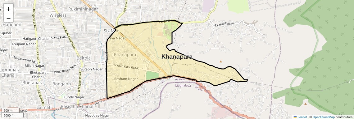 Location Map of Khanapara, Guwahati